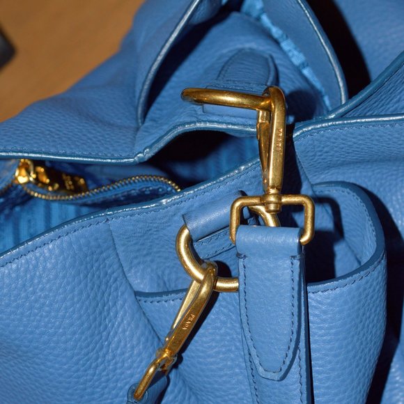 Prada Vitello Daino Cobalto Blue Leather Tote Shoulder Bag B4863M $1640 w Cards - Picture 6 of 15